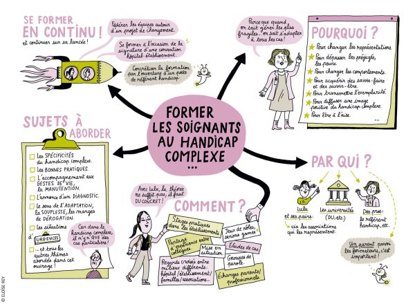 Carte mentale sur les enjeux de la formation des soignants au handicap complexe.