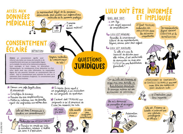 Carte mentale illustrant des questions juridiques liées aux parcours de soins pour les personnes en grande dépendance.